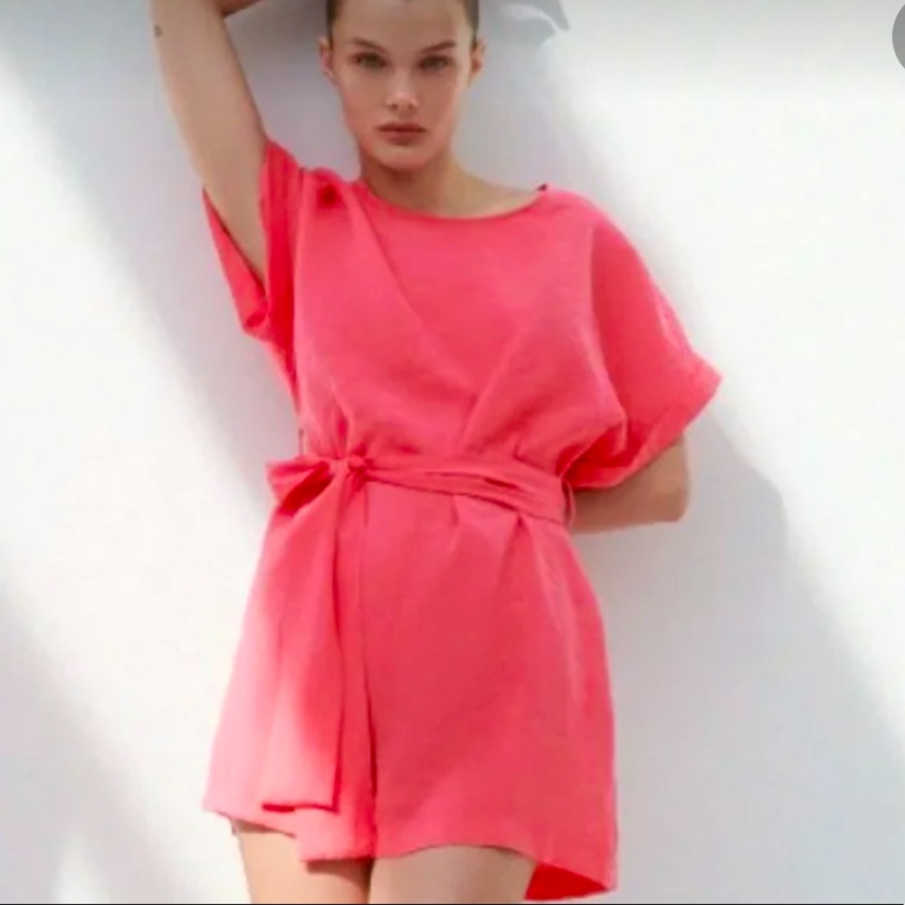 Zara Hot Pink Short Jumpsuit